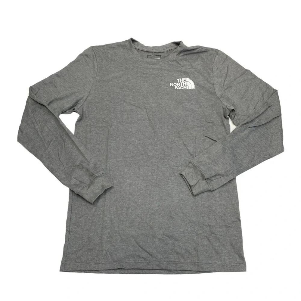 The North Face Men's Gray Black Long Sleeve Box NSE T-Shirt Size Small